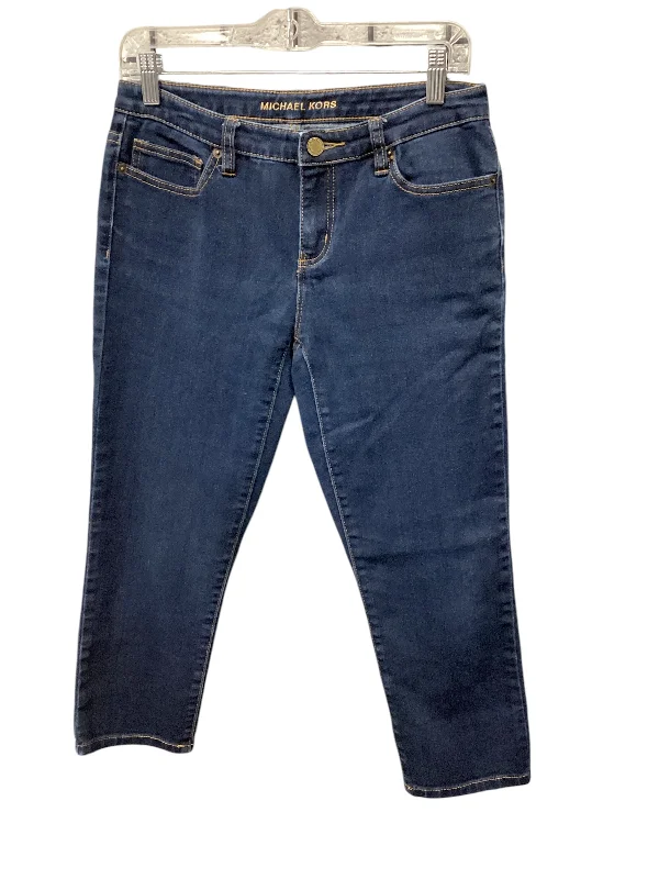 Relaxed Activewear Jeans Cropped By Michael By Michael Kors In Blue Denim, Size: 4
