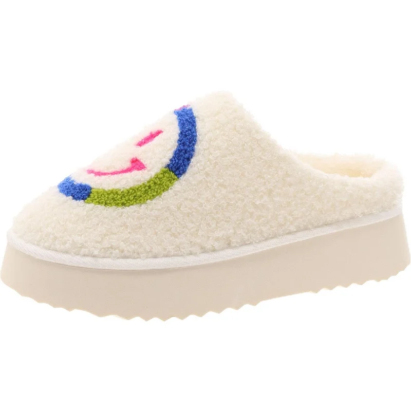 Comfy Shoes Mia Womens Icicle Faux Fur Flaform Slide Slippers