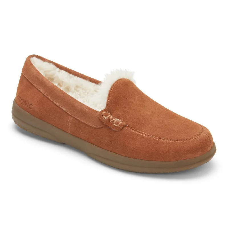 Breathable Loafers Women's Lynez Supportive Slipper - Medium Width In Toffee Suede
