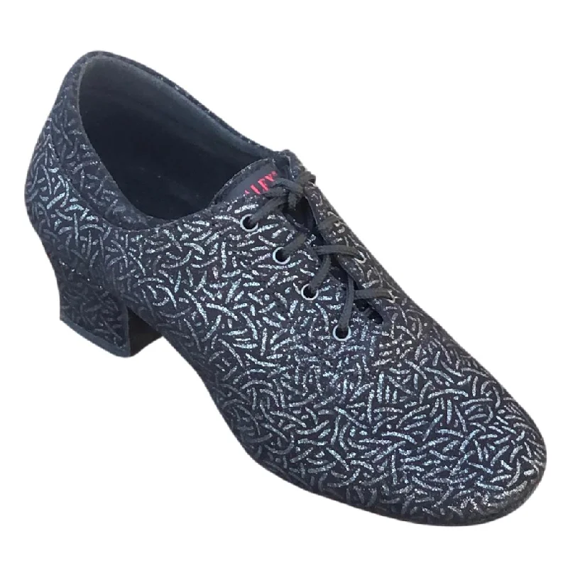 Water-Resistant Sneakers Practice Dance Shoes, 1205 Flexi, Black with Silver Lines