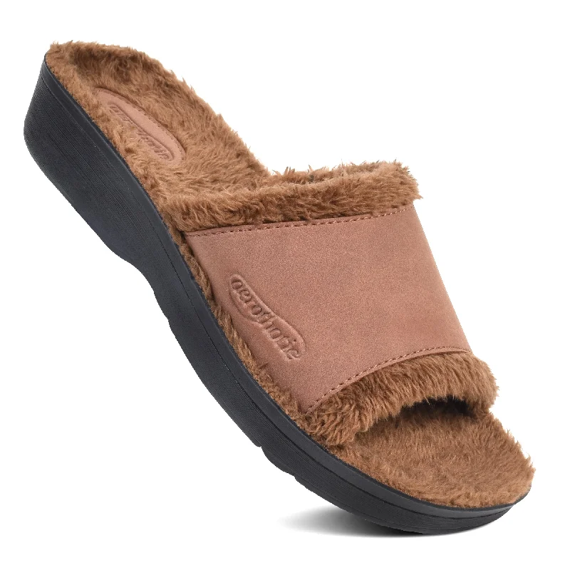 Breathable Shoes Aerothotic - Aspen Fuzzy Strap Women's Slipper