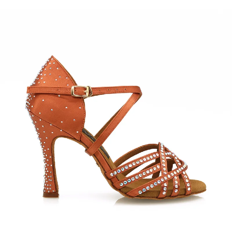 Chic Footwear Sage - 3.75" Dark Tan Latin Dance Heels