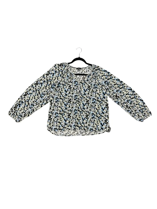 Stylish Shoes Top Long Sleeve By Rails In Floral Print, Size: L