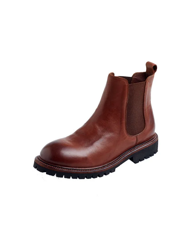 Urban Casual Shoes Genuine Leather Round Toe Chelsea Boots