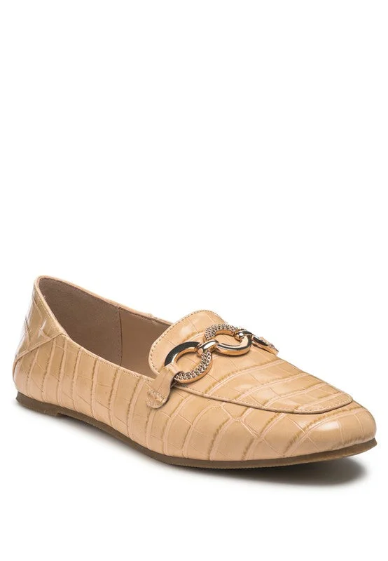 Fashion Sport Shoes Londra - crocodile pattern TEXTURED METAL Buckle LOAFERS for women