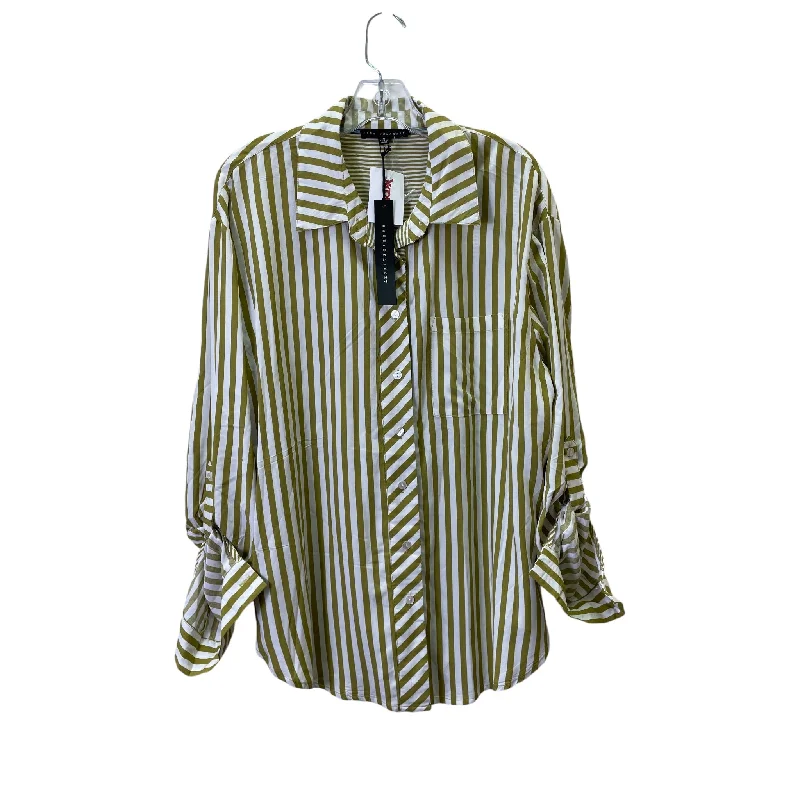 Everyday Apparel Top Ls Basic By Jane And Delancey In Chartreuse, Size:M