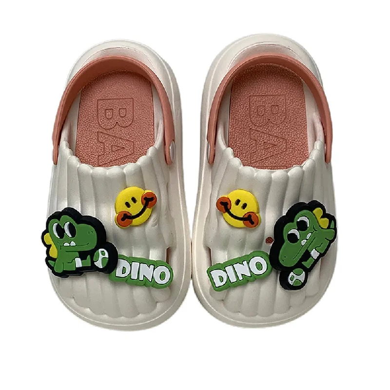 Travel Sneakers White Smilie Dino Slip on Clogs, Summer/Monsoon all season Footwear for Toddlers & Kids Travel Sneakers White Smilie Dino Slip on Clogs, Summer/Monsoon all season Footwear for Toddlers & Kids