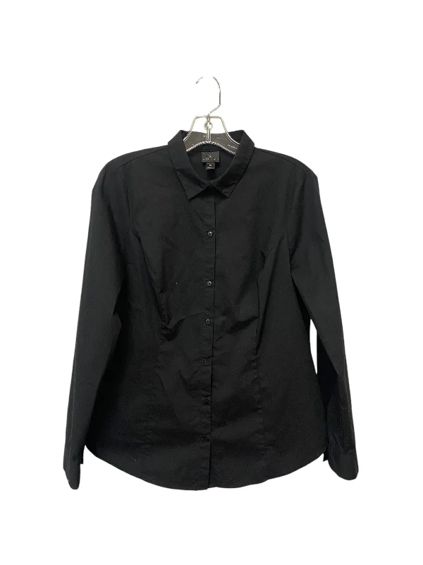 Stylish Shoes Top Long Sleeve By Worthington In Black, Size: 12