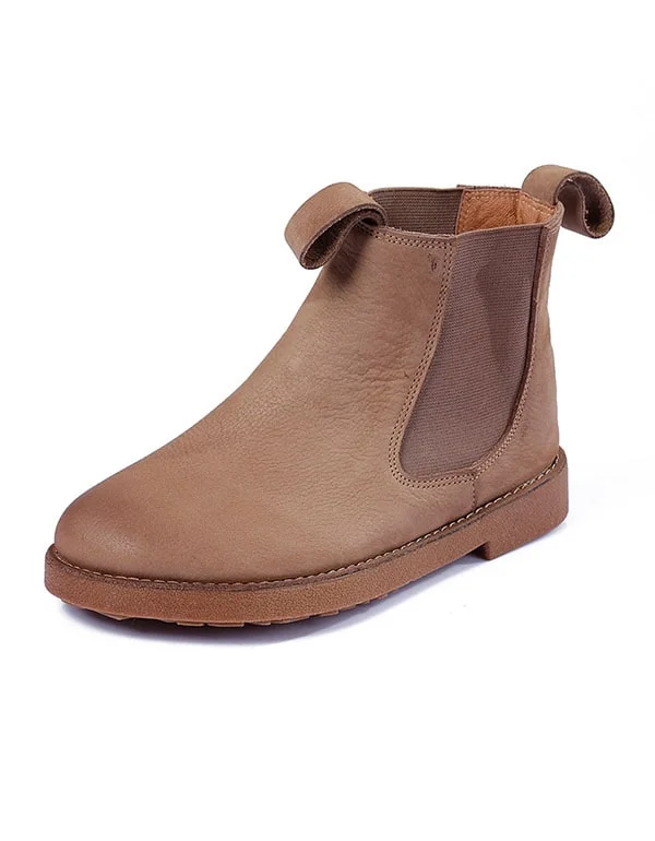 Flexible Fit Shoes Women Soft Leather Retro Chelsea Boots