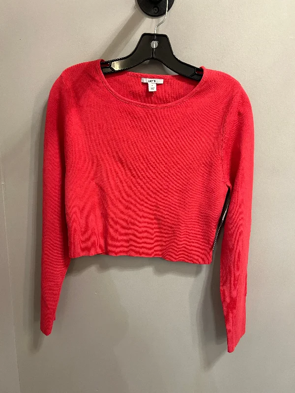 Soft Knitwear Top Long Sleeve By Bar Iii In Pink, Size: L