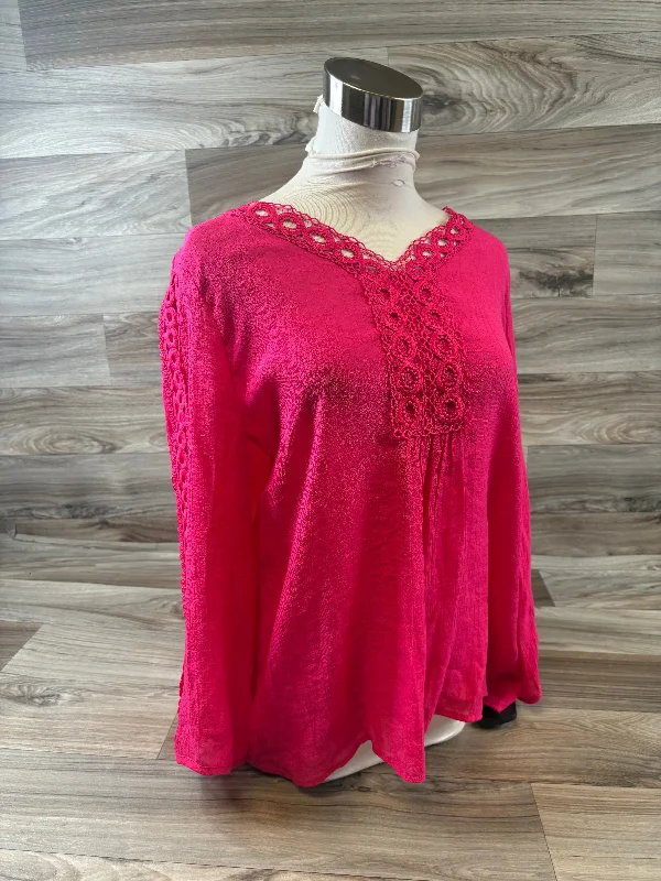 Outdoor Essentials Wear Top Long Sleeve By Counterparts In Pink, Size: M