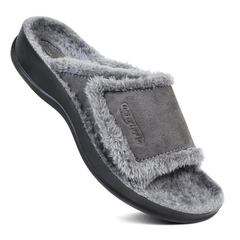 Wear-Resistant Sneakers Aerothotic - Hadley Cozy Faux Fur Slipper