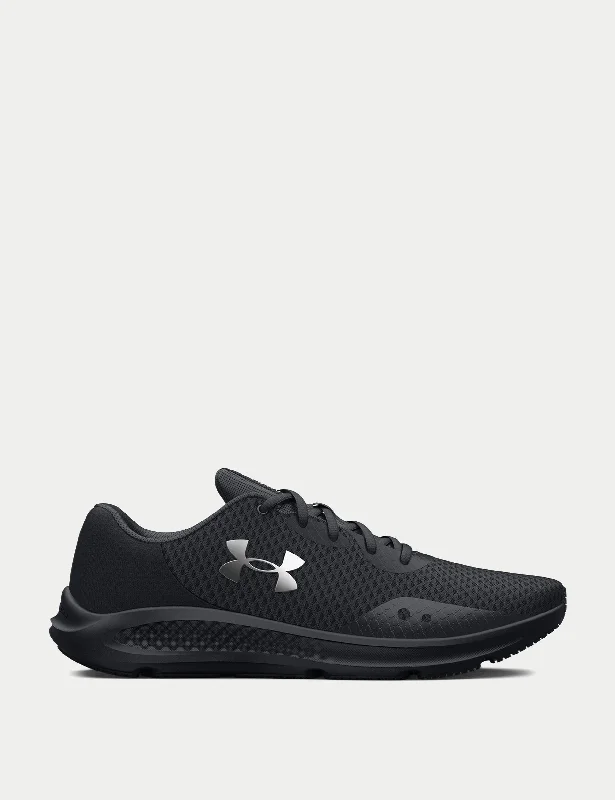 Comfortable Slip-Ons Charged Pursuit 3 Running Shoes - Black/Metallic Silver