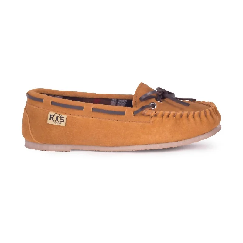 Flexible Sole Shoes Ladies Unlined Moccasin In Chestnut