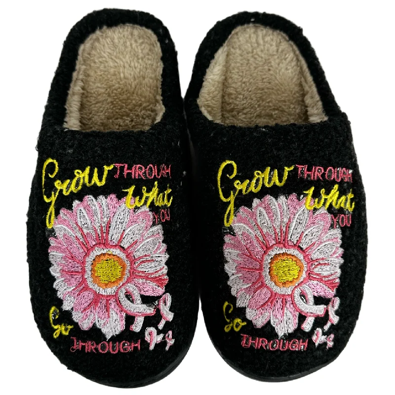 Eco-Friendly Footwear SF-1120 Grow Through Flower Slippers Black