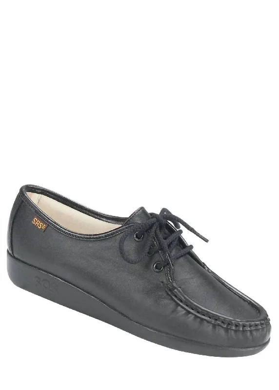 High-Quality Footwear Siesta Lace Up Loafer - Wide in Black