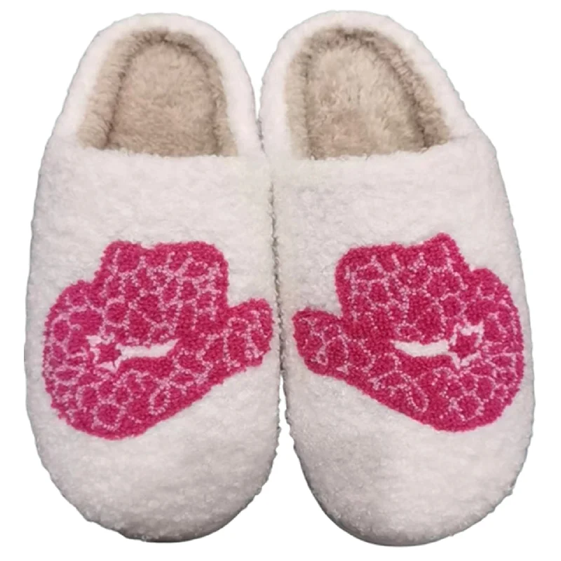 All-Season Footwear SF-1120 Cowboy Hat Slippers White