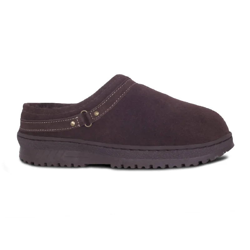 Chic Walking Shoes Unisex Sheepskin Clog In Chocolate