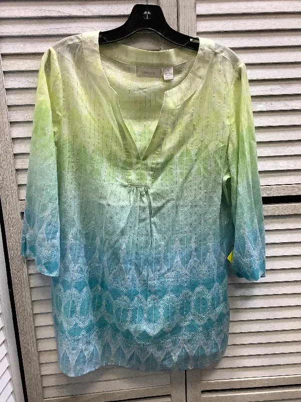 Lightweight Outerwear Top 3/4 Sleeve By Chicos In Multi-colored, Size: L