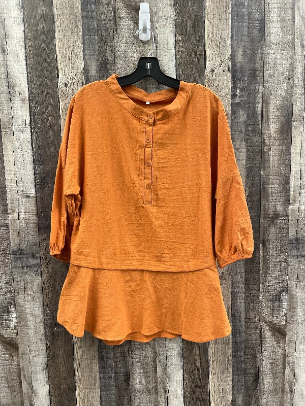 Urban Comfort Wear Top Long Sleeve By Cmf In Orange, Size: Xl