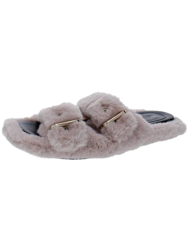 Trendy Walking Shoes Womens Faux Fur Cozy Slide Slippers