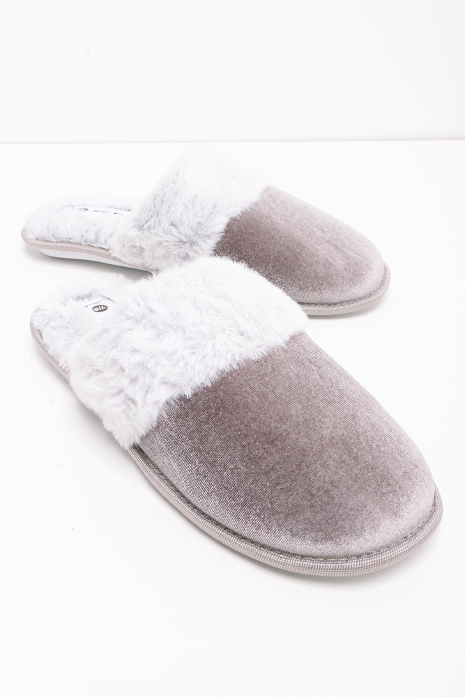 Smooth Leather Shoes Slipper Dark Grey