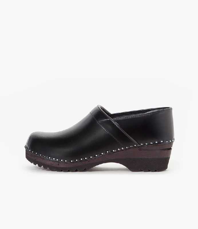 Slip-On Shoes Closed Back 'Van Gogh' Clog – Black Leather