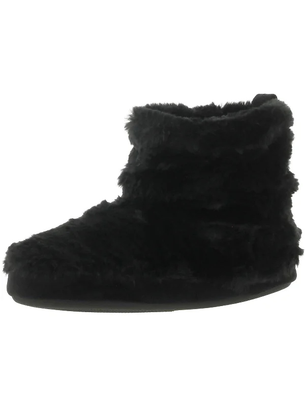 Flexible Fit Shoes Womens Faux Fur Slip On Bootie Slippers