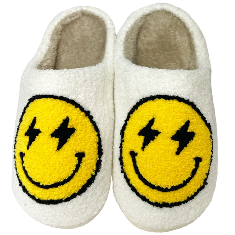 Fashion Shoes SF-1120 Yellow Lightening Smile Slippers White