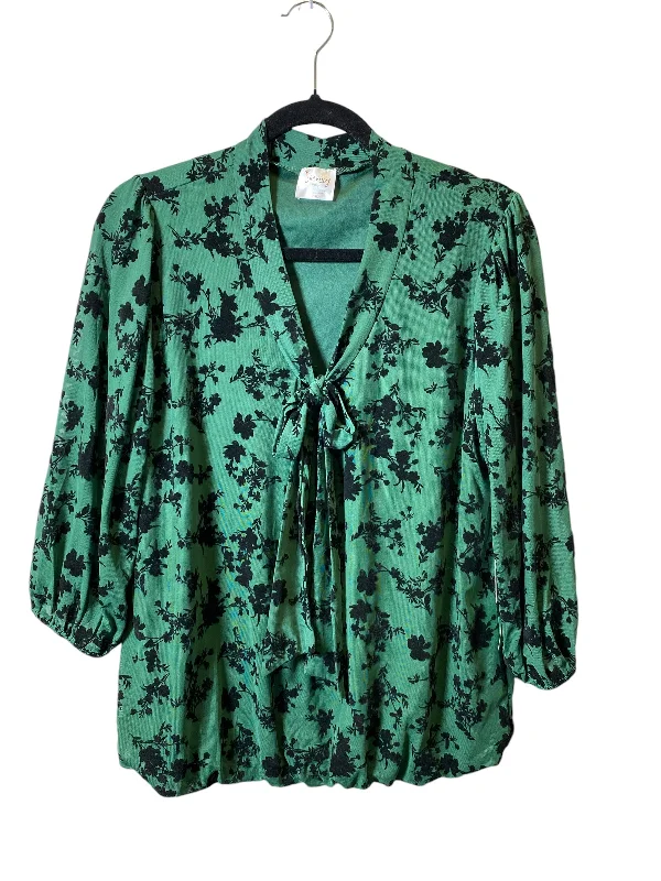 Easy Pants Top Long Sleeve By Siren Lily In Black & Green, Size: Xl