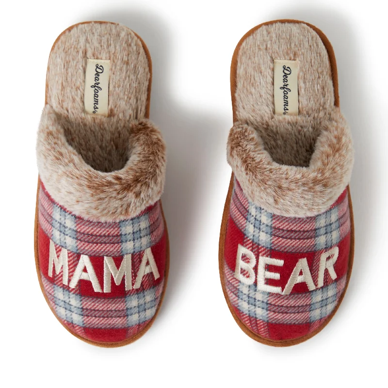 Vintage Sneakers Women's Mama Bear Red Plaid Scuff Slippers