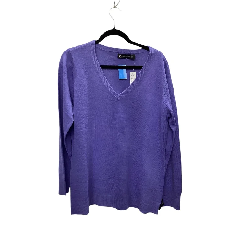 Cool Wearables Top Long Sleeve Basic By New York And Co In Purple, Size: Xl