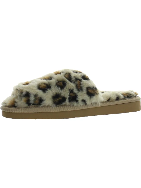 Luxury Sneakers Lolo Womens Animal Print Faux Fur Slide Slippers