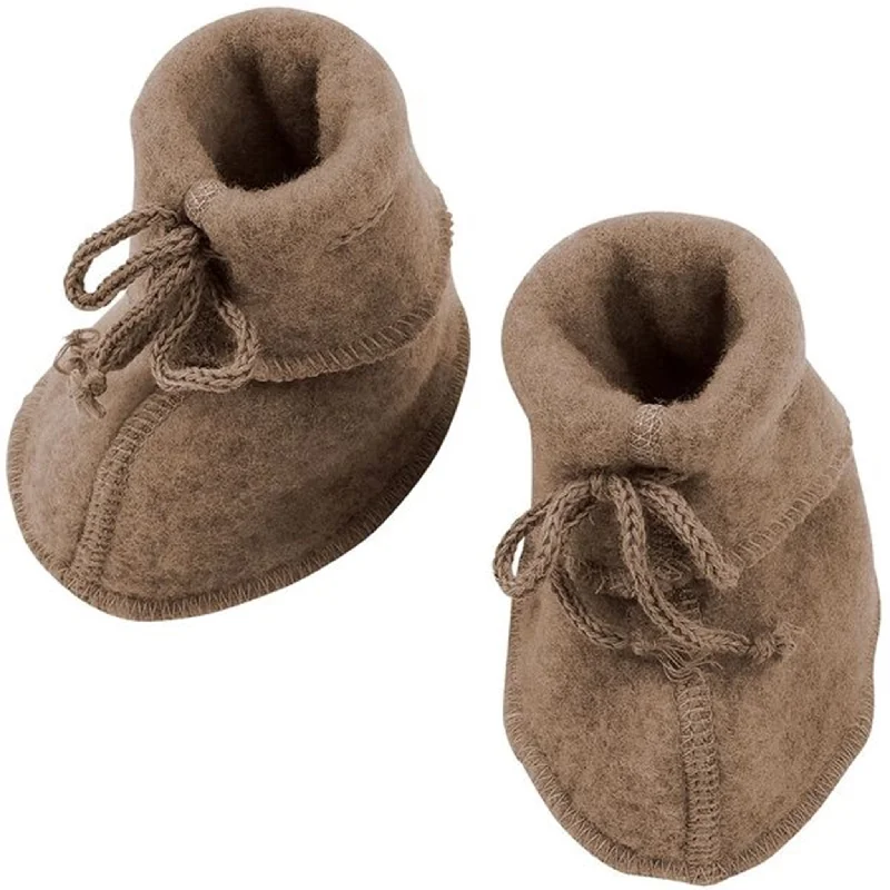 Stylish Loafers Engel Baby Booties w. Ribbon Walnuss Melange
