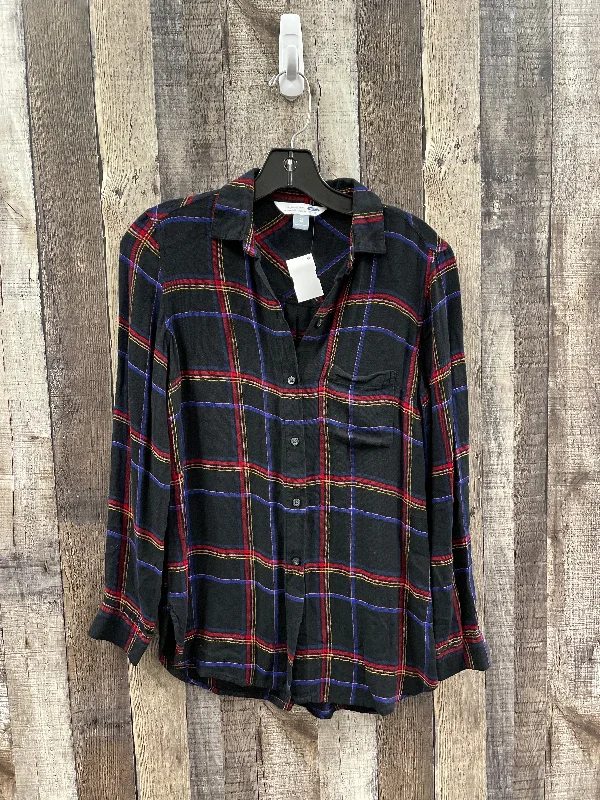 Cool Wearables Top Long Sleeve By Old Navy In Plaid Pattern, Size: Xs