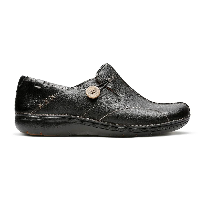 Water-Resistant Sneakers Womens - Un Loop Black Leather