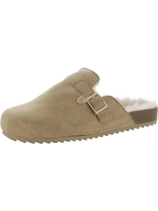 Long-Lasting Shoes NOVAH Womens Buckle Faux Fur Slide Slippers