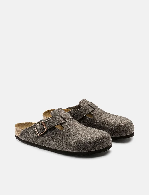 Vintage Sneakers Womens Birkenstock Boston Wool Felt (Narrow) - Cacoa Brown