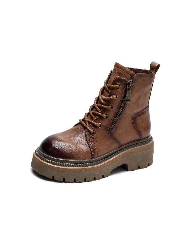 Long-Lasting Shoes Autumn Winter Anti-slip Real Leather Lace-up Martin Boots