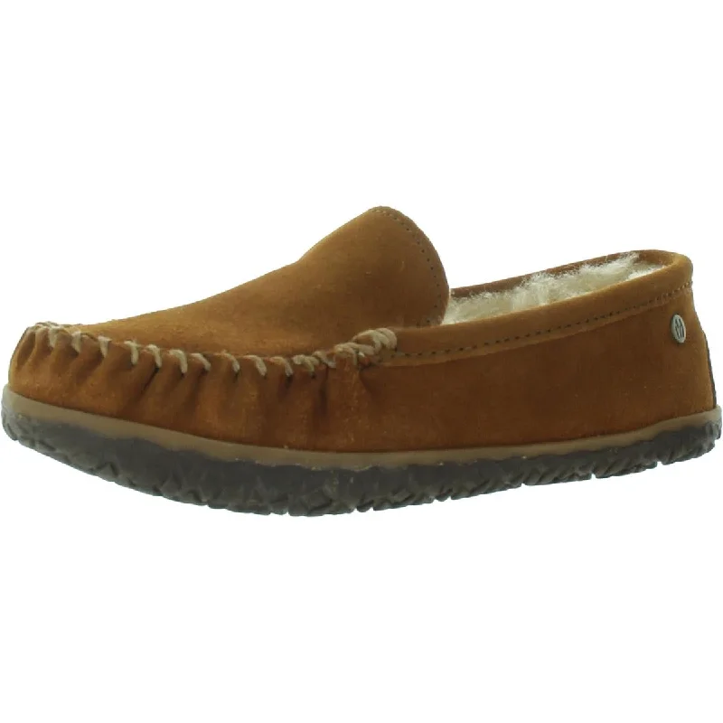 Ventilated Footwear Minnetonka Womens Terese Suede Shearling Moccasin Slippers
