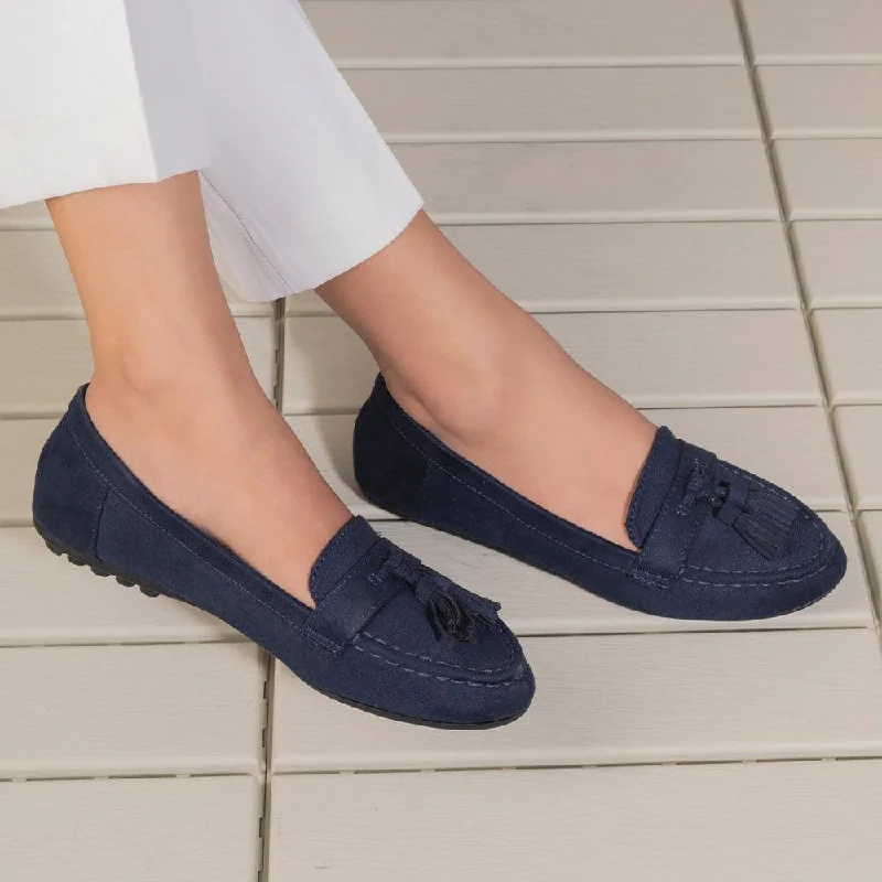 Comfortable Slip-Ons Tresmode Jonum Blue Women's Dress Tassel Loafers