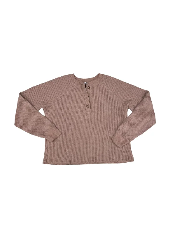 Cozy T-Shirts Top Long Sleeve By Old Navy In Beige, Size: L