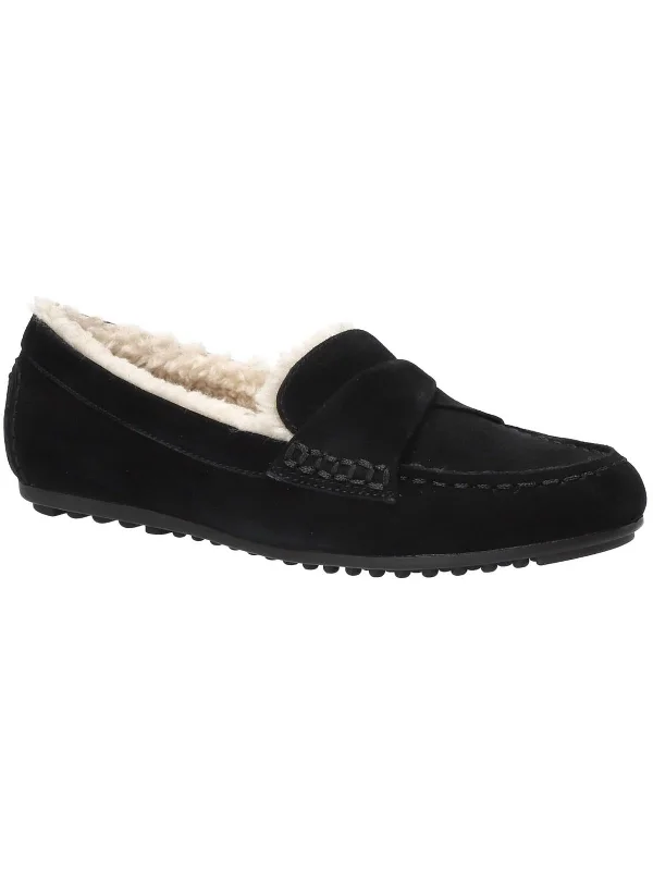 Daily Sneakers Prentice Womens Suede Faux Fur Lined Loafer Slippers