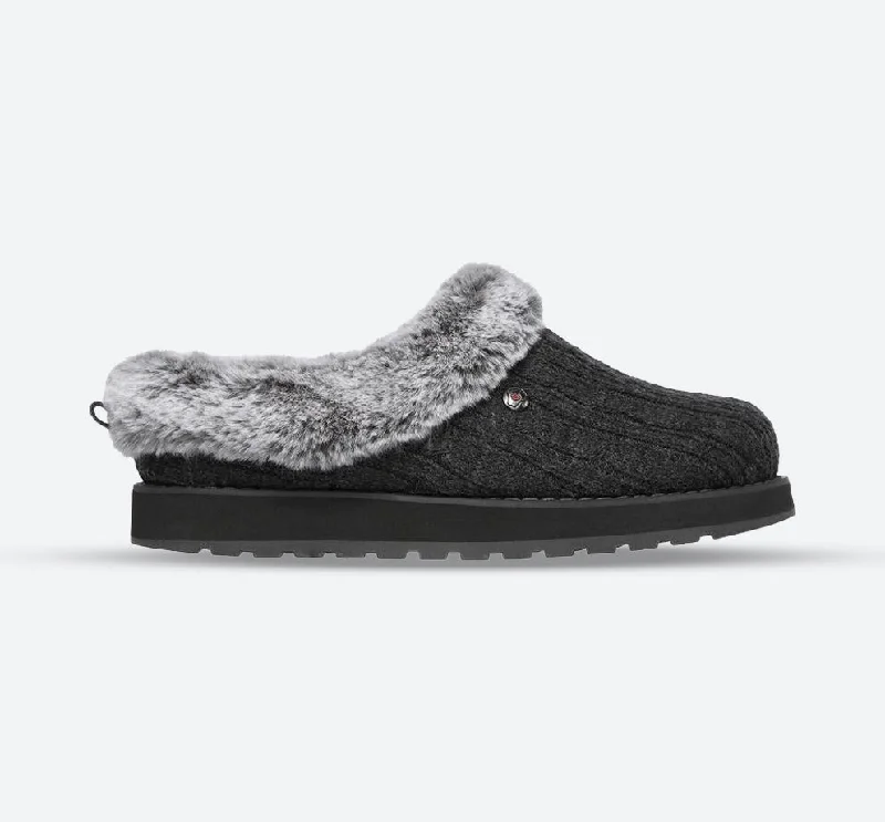 Sporty Sneakers Womens Wide Fit Skechers Keepsakes Ice Angel Mule Slippers - Charcoal