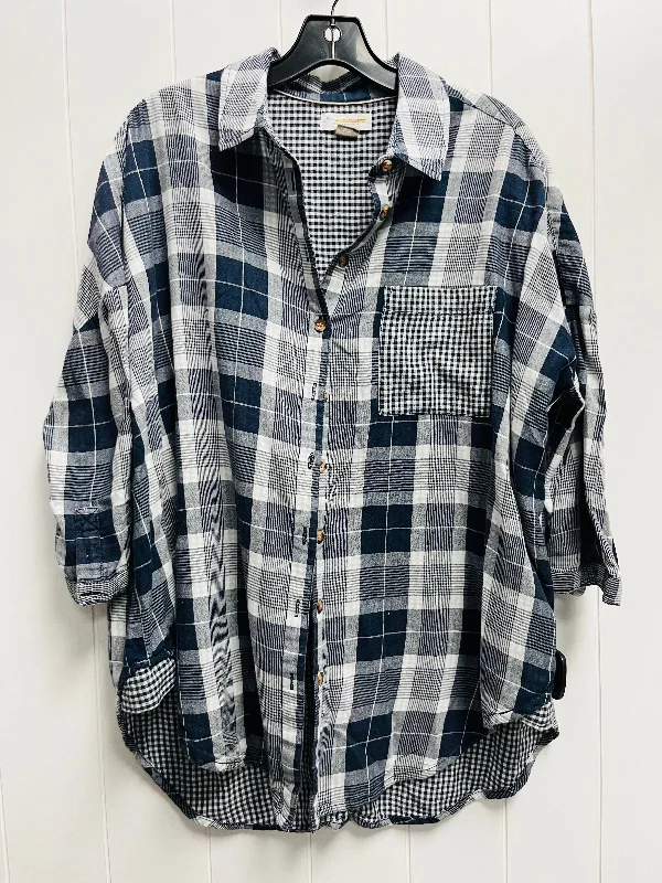 Simple Apparel Top Long Sleeve By Pilcro In Blue & White, Size: Xs