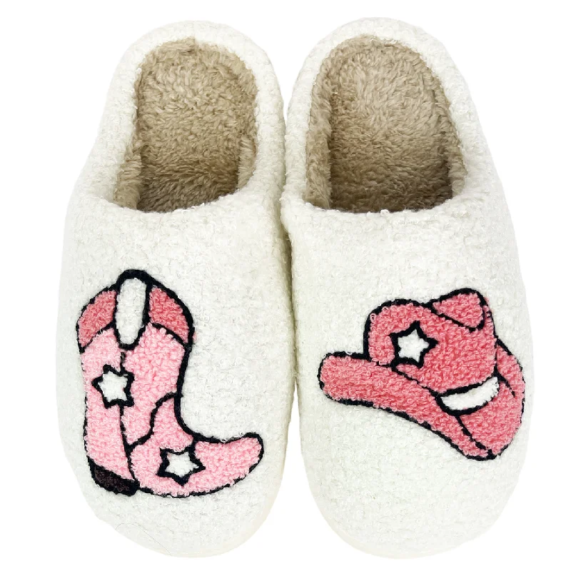 Elegant Footwear SF-1120 Rodeo Cowgirl White Slippers