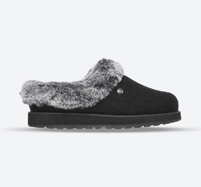 Lightweight Shoes Womens Wide Fit Skechers Keepsakes Ice Angel Mule Slippers - Black