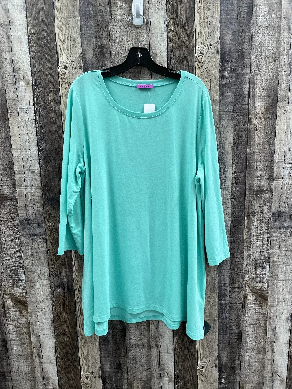 Relaxed Wearables Top Long Sleeve By Cme In Green, Size: Xxxl