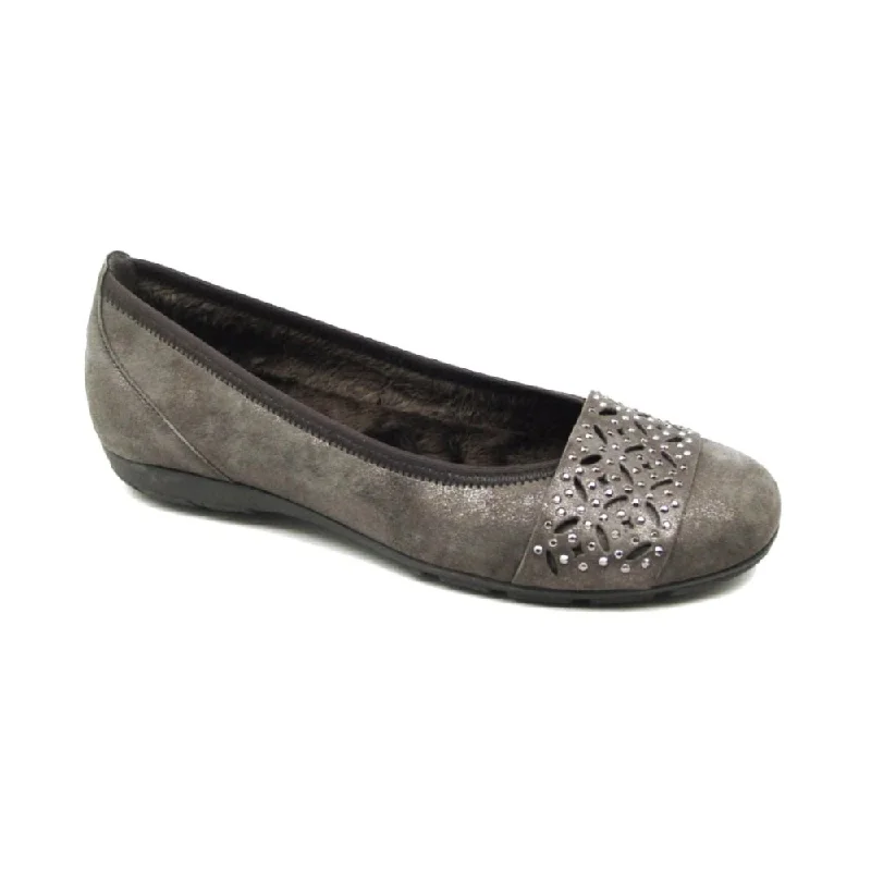 Slip-On Shoes Gabor Women's 7.4160.33 Embellished Ballet Flat - Grey Metallic