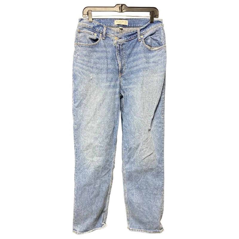 Cool Streetwear Jeans Straight By Abercrombie And Fitch In Blue Denim, Size: 12